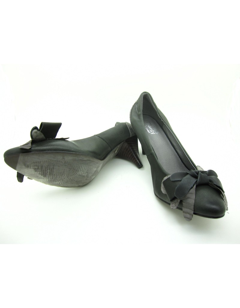 DOLLY Charcoal Lambskin Leather Heels