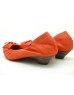 DOLLY Orange Lambskin Leather Kitten Heels