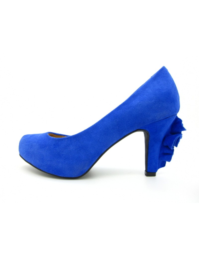 blue suede platform heels