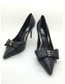 OZZIE Black Ostrich Print Cowhide Leather Stiletto Heels