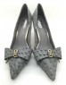 OZZIE Grey Ostrich Print Cowhide Leather Stiletto Heels