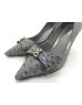 OZZIE Grey Ostrich Print Cowhide Leather Stiletto Heels