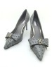 OZZIE Grey Ostrich Print Cowhide Leather Stiletto Heels