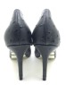 OZZIE Black Ostrich Print Cowhide Leather Stiletto Heels