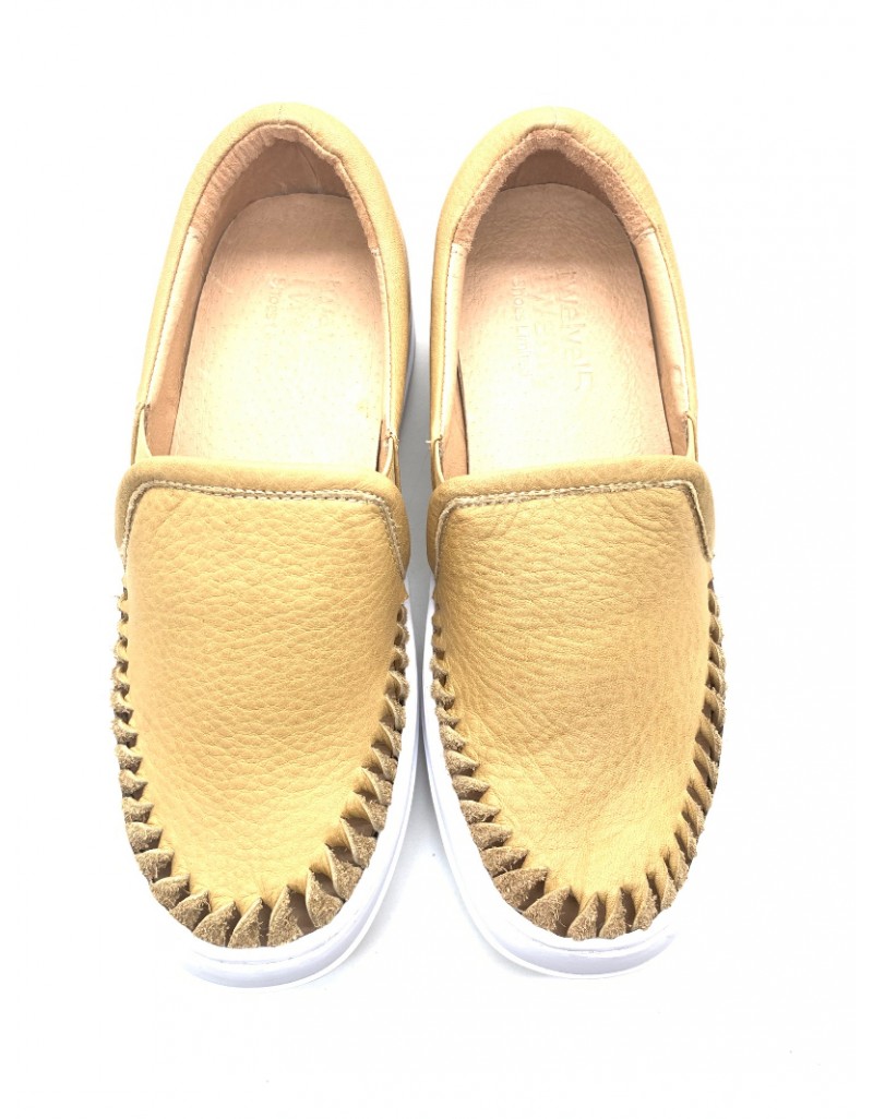 Preppy Brown Cowhide Leather Plimsoll Flats