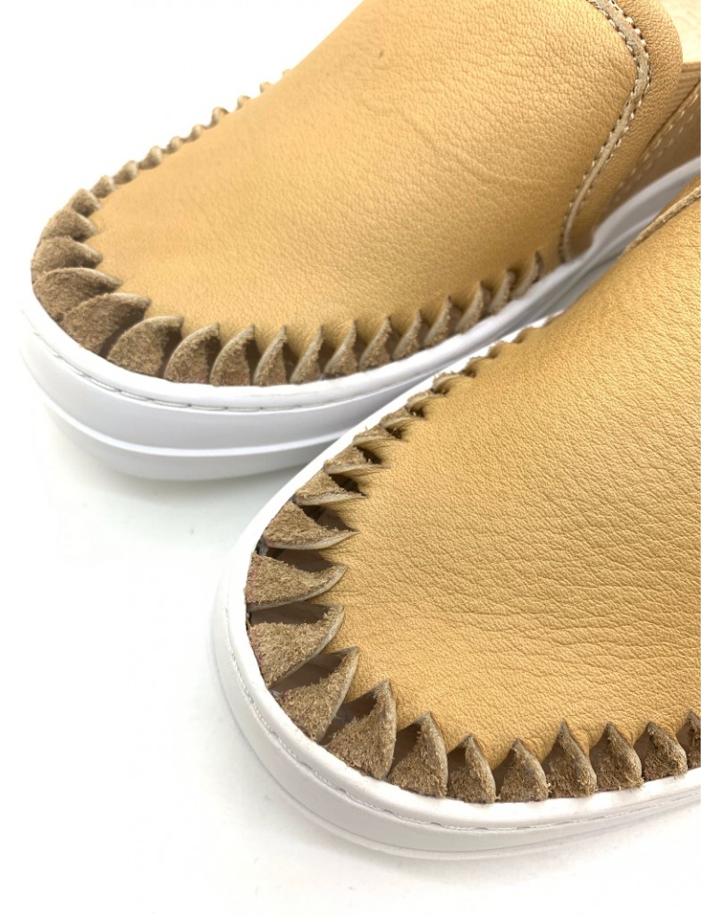 Preppy Brown Cowhide Leather Plimsoll Flats