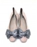 REEI Grey Patent Leather Ribbon Flats