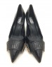 SELLE Black Snakeskin Leather Stiletto Heels