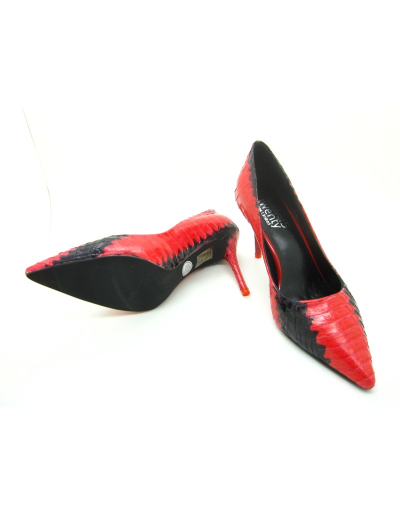 SELLE Red Snakeskin Leather Heels