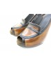 VINTAGE Brown Calf Leather Peep Toe Sling Back Platform Heels