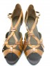 VINTAGE Calf Leather Cross Strap D'Orsay Wedges