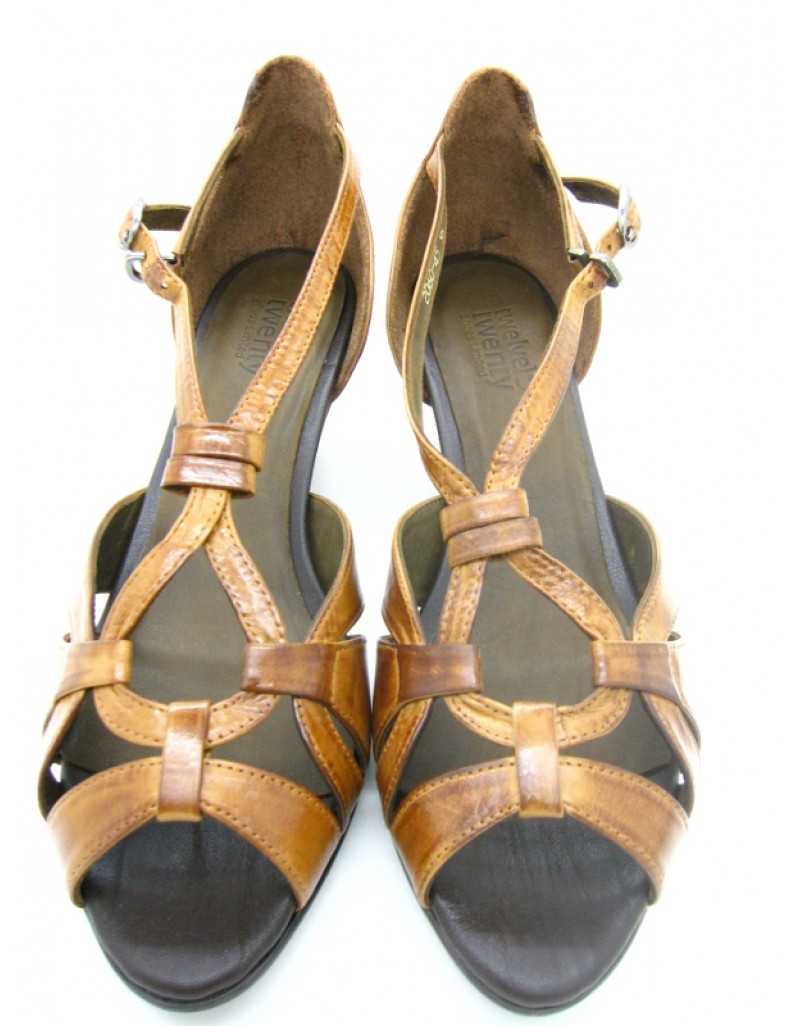 VINTAGE Calf Leather Cross Strap D'Orsay Wedges