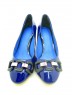 iOREK Premium Collection Blue Patent Leather Chunky Heels