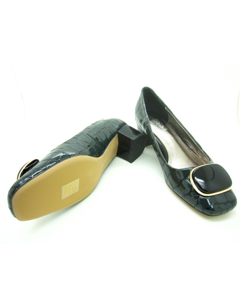 iOREK Premium Collection Stone Print Patent Leather Kitten Heels