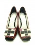 iOREK Premium Collection Red Stone Print Patent Leather Peep Toe Heels