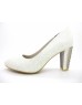 iOREK Premium Collection White Stingray Print Calf Leather Chunky Rhinestones Heels