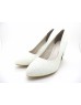 iOREK Premium Collection White Stingray Print Calf Leather Chunky Rhinestones Heels