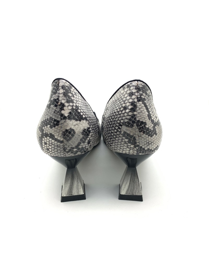 iOREK Premium Collection Snakeskin print Leather Unique Triangular Heels